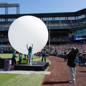 A photo of the balloon demonstration