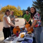 Ryan Baker, Adam Whitney, Samuel Cooper & Jamie Dyer gutting some pumpkins